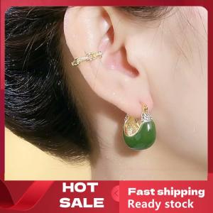 🚚【Local Express Delivery】🚚 1Pair Korean Trendy Green Drip Oil Zircon Earrings For Women Simple Irregular Geometric Dangle Earring Party Personality Jewelry