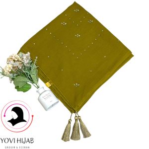 Jilbab Segi Empat Payet Adinda Swarovski Katun Paris Jadul Premium // Hijab Paris Jadul Payet Tasel
