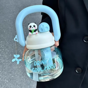 Bình nước panda gấu trúc 800ml kèm lõi lọc trà và ống hút LILA BNPAN85
