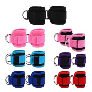1Pair Gym Fitness Ankle Strap Double D Rings Ankle Cuffs Glute Kickbacks Ankle Strap for Legs Strength Extension