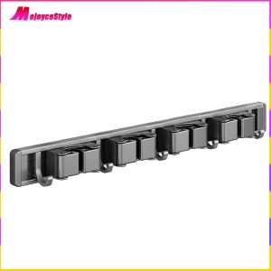 【NEW】 Durable Wall Mount Broom Holder with Hooks for Kitchen Laundry and Garage
