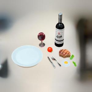 YAFEN 1 Set Miniature Kitchen Doll House Simulation Model 1:12 Scale Dollhouse Mini Wine Steak Kit Home Decoracion Accessories