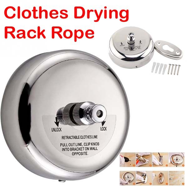 Clothes Drying Rack Rope Home Storage Stainless Steel Retractable ...