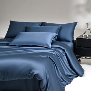 100% Mulberry Silk Bedding Set Silk Quilt Cover Set Flat Sheet Fitted Sheet Pillowcase Single Double King Duvet Cover Gift