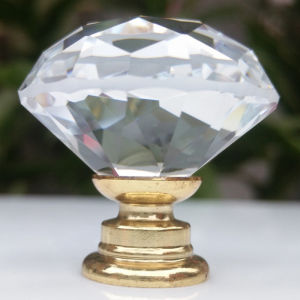 2pcs Crystal Glass Cabinet Knobs 40mm Diamond Shape Decorative Pulls Handles for Kitchen Office Cupboard Drawers