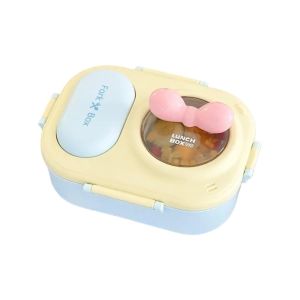 ZYJC MALL Leak-proof Lunch Box with fork spoon Fresh Keeping Sealed 3 grids Lunch Box Cute Sweet Picnic Box School Meals