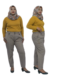 Putri Nasya Celana OverSize Baggy Pants Bahan Katun Tali / Celana Wanita Kantor Kerja Formal Cream Hitam Capucino Moca Abu / Celana Super BigSize Bisnis / Celana Jumbo Karet SlimFit