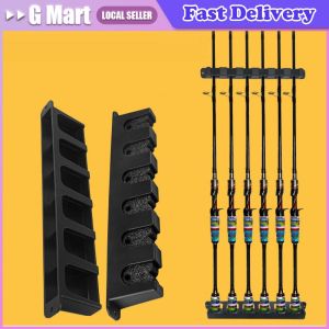 ⭐【LazTop Seller】【6 Holders Wall Mounted】Fishing Rod Holders 6-Rod Rack Vertical Pole Holder Wall Mount Modular For Garage Fishing Pole Display Stand Fixed Frame Rod-Holder