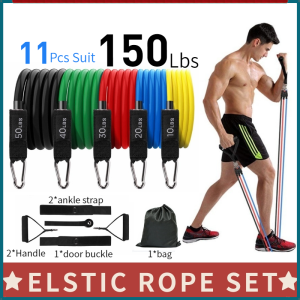 Resistance Band Set For Men 11Pcs With Handle 150Lbs 5 Levels Adjustable TPE Elastic Band For Workout With Ankle Strap Exercise Bands Durable