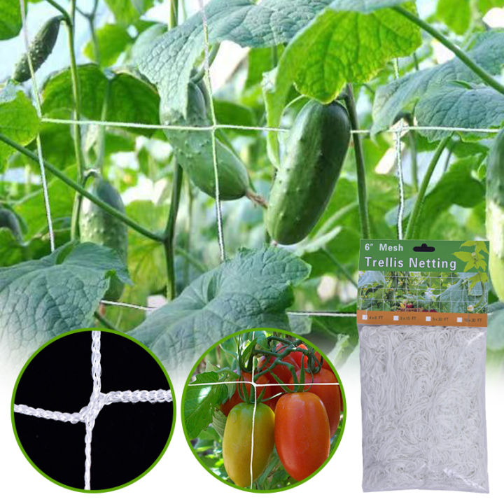 White Nylon Garden Trellis Netting For Climbing Plants Heavy Duty Mesh Net For Cucumber Tomato