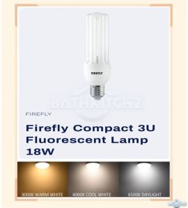 FIREFLY Compact 3U Fluorescent Light Bulb 18W Daylight E27 Socket Cool White Energy Saving Warm White Lighting Home Bulb