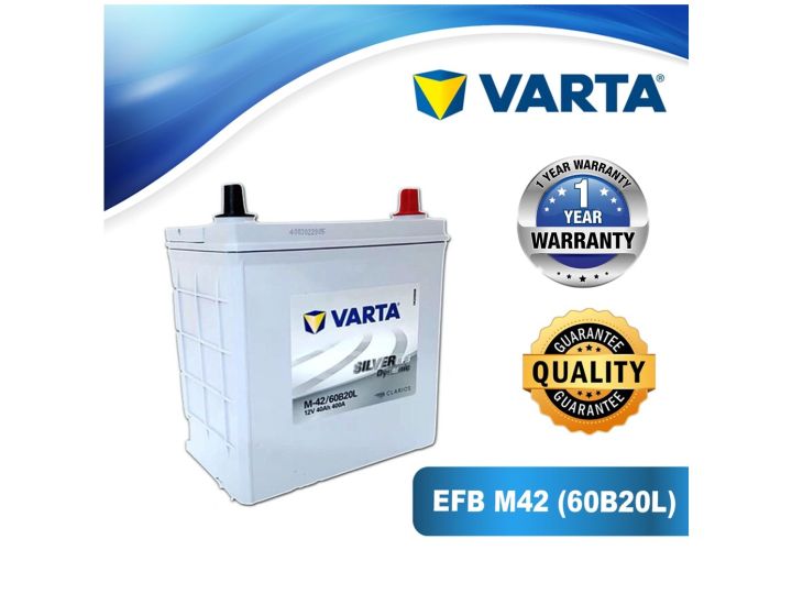 VARTA M42L - 60B20L Silver Dynamic EFB Start Stop Car Battery for Perodua  Bezza Advance, New 2018 Myvi 1.3 high spec, MYVI 1.5 Gen 3, Kia Picanto  2019