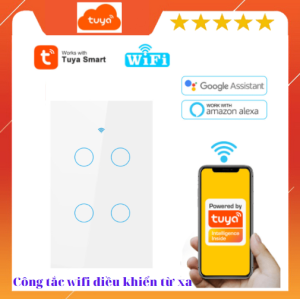Công tắc thông minh wifi+rf điều khiển qua app tuya/smartlife nút cảm ứng điều khiển từ xa