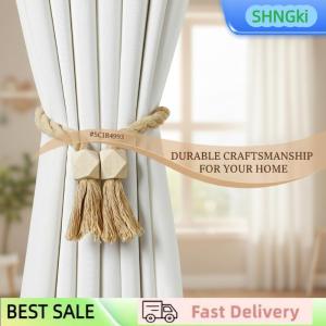 SHNGki 2Pcs Magnetic Wooden Tassel Window Curtain Curtain Holdbacks Bathroom Shower Curtain Accessories Home Decor Curtain Buckles