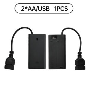 Diymore 3 cái khay pin AA đen 4x1.5V 4 khe cắm thùng ắc quy AA với nắp bật/tắt công tắc và ổ cắm USB đầu cái hộp đựng pin