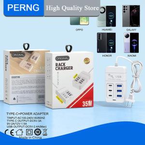 [PERNG] Tehe เครื่องชาร์จเร็ว35W 6พอร์ต3 USB 3 Type C อะแดปเตอร์ชาร์จไฟอเนกประสงค์สำหรับบ้านสำนักงานโรงเรียนในห้องเดินทาง