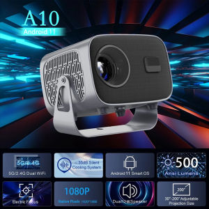 A10 Projector 4000 Lumens 200 ANSI H713 Android 11.0 BT 5.2 HD Display Brightness Smart Projector Cinema Remote Control Focus