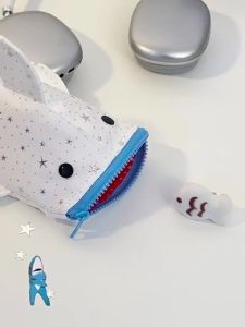 Creative Shark Shaped Pencil Bag Large Capacity Portable Zipper Funny Stationery for School Learning Office Supplies