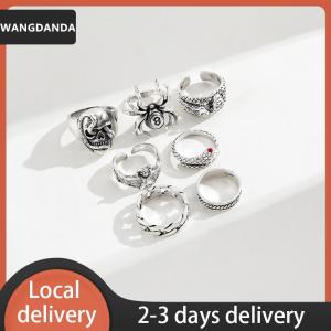 [COD] WANGDANDA Ship within 24 hours 7Pcs set Punk Snake Rings For Women Gothic Spider Men Fashion Jewelry Gifts Accessories