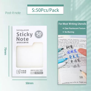 50 Sheets Glitter Transparent Sticky Notes Waterproof Self-Adhesive Posted Paper Memo Notepad Mini Note  Shinny Posted It See Through Sticky Notes for School & Office Supplies