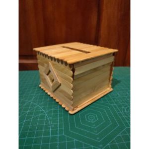 TEMPAT TISU KECIL ESTETIK KAYU DEKORASI MEJA KERAJINAN TANGAN HIASAN CRAFT STIK ES KRIM