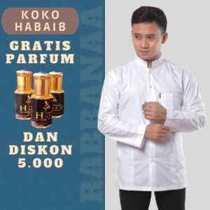 Baju Koko Habaib Putih Polos Lengan Panjang - Atasan Muslim Pria