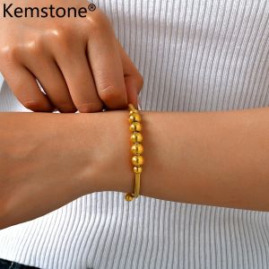 Kemstone Stainless Steel Beaded Wire Cuff Bracelet Womens Fashion Jewelry Gift