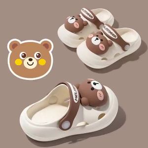 Cartoon childrens slippers babys "walking-on-feces" sensation closed-toe clogs comfortable and lightweight toddler sandals with a "walking-on-feces" feel
