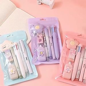 7-In-1 Stationery Set Gel Pen Highlighter Ballpoint Pen Eternal Pencil Tape Eraser Knife Kids Prize