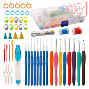 ชุดเข็มถักโครเชต์ 16 เข็มเย็บไหมพรมถักขนาดชุดถักเคส พร้อมอุปกรณ์เสริมสำหรับงานเย็บปักถักร้อย