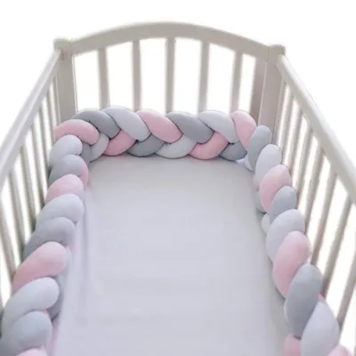 Decdeal Baby Bed Bumper Baby Crib Rail Protector Baby Knotted Braided Liner for Baby Bed Supplies