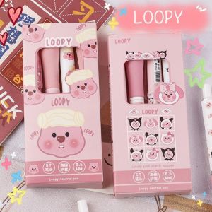 Kawaii LOPPY ปากกาเจลการ ์ ตูนอะนิเมะสีดําปากกาลายเซ ็ นนักเรียนน ่ ารัก Beaver แห ้ งเร ็ ว 0.5 ปากกาโรงเรียนเครื ่ องเขียนของเล ่ น