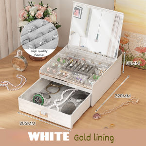 Drawer Jewelry Boxes Earrings Ring Jewellery Storage Organizer Watches Necklace Bracelet Box with Auto Open Mirror Gift