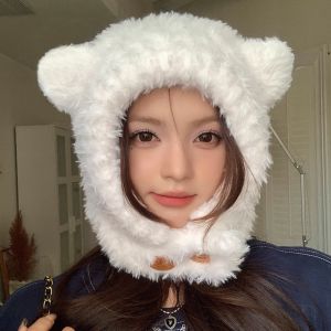 THANKSKY Mũ bảo vệ tai Mũ tai gấu Mũ mùa đông Dày hơn Mũ lông xù Tính cách Mũ len Mũ len mùa đông Mùa đông/Mùa thu