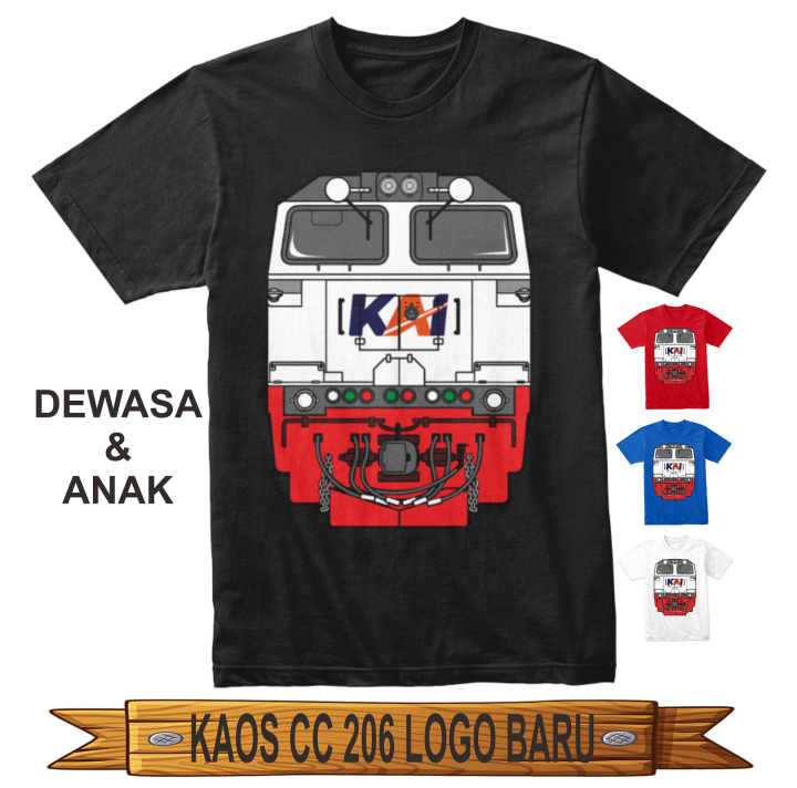 Kaos Kereta Api Lokomotif Cc 206 Logo Baru Kai Railfans Dewasa Dan Anak