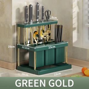 Home2U🏡 Household Kitchen Knife & Cutlery Holder Utensil Organizer Multifunction Household Kitchen Knife Drainable Chopsticks Fork Spoon Storage Container Tray Cutlery Storage Rack Water Drainer