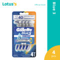 Gillette Blue 3 Sensitive Skin 3 Blades 4 Disposable Razors. 