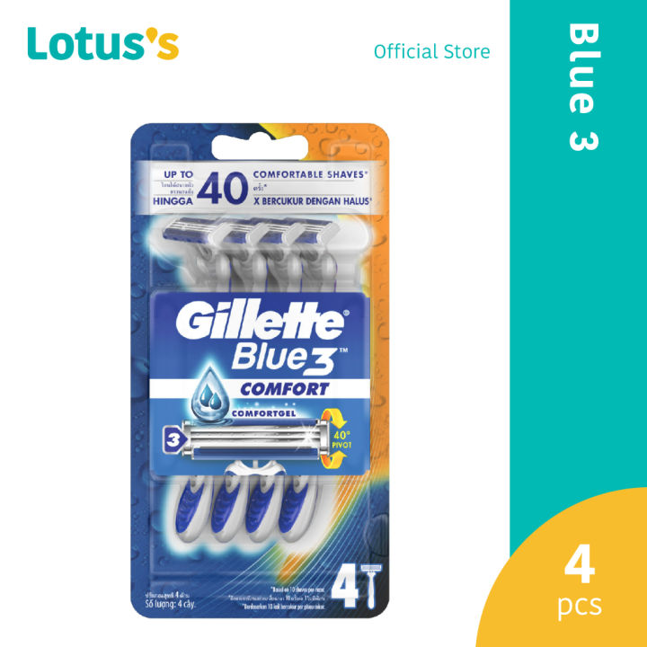 Gillette Blue 3 Sensitive Skin 3 Blades 4 Disposable Razors