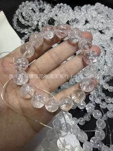Crystal Bracelet Natural Snowflake White Crystal Beaded Bracelet Single Loop DIY Jewellery Accessory for Daily Wear Gifting and Craft Projects Polished Round Beads on an Elastic Cord
