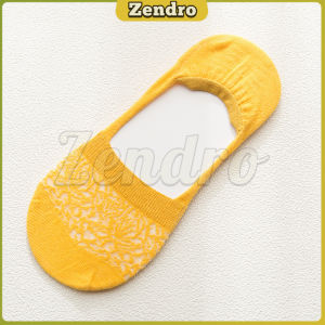 ZEO Lace Breathable Womens Invisible Non-Slip Boat Socks Ice Silk Cotton Soles Boat Socks