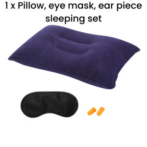Portable Traveling Inflatable Air Pillow Eye Mask Ear piece Sleeping Set Outdoor Camping Sleeping Pillow Neck Stretcher
