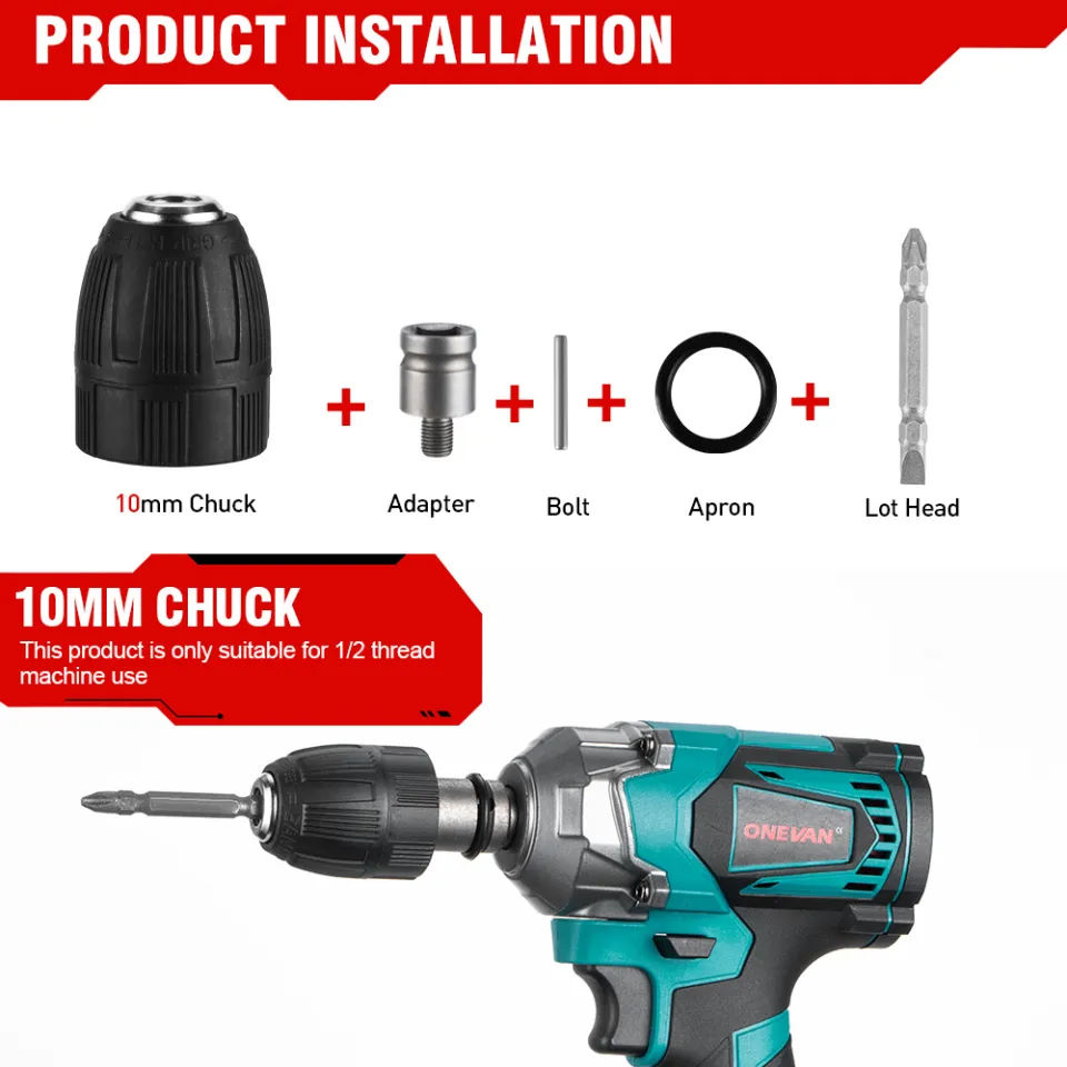 ONEVAN 12Pcs Set Electric Impact Wrench Hexs Socket Head Kit Drill Chuck  Drive Adapter SET for Electric Drill Wrench Screwdrivers