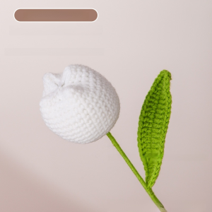 Hand-woven bouquet crochet tulips knitted crochet bouquet knitted roses creative birthday gift hand-woven roses tulips wool flowers lily of the valley