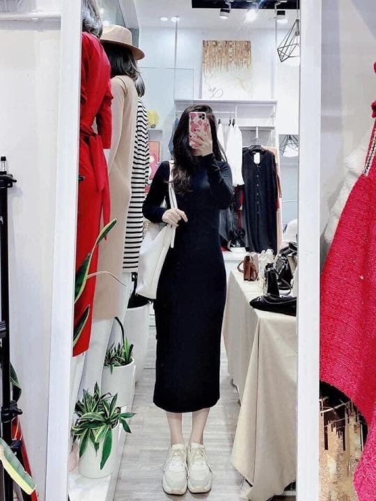 SẴN] Váy len cổ lọ săn sale dáng dài Hàn Quốc | Shopee Việt Nam