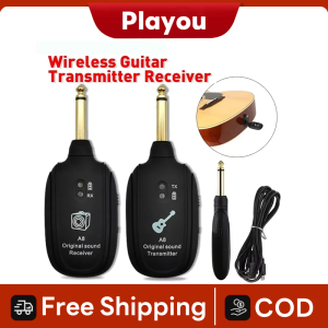 PLAYOU 2.4G Wireless Guitar System Rechargeable Guitar Transmitter Receiver Real-time Transmission for Electric Guitar Bass