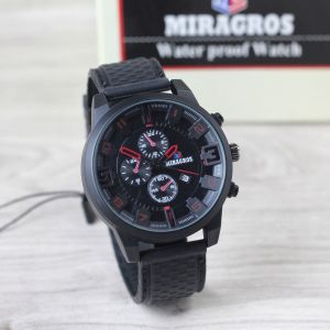 Jam tangan Pria Miragros 0093 tanggal aktif chrono off  tali rubber/silicon bulat analog original