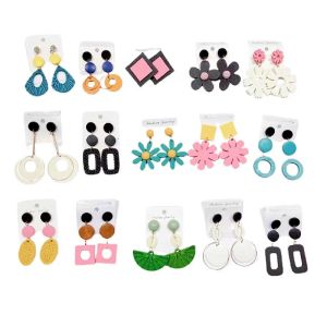 EMS fashion Spring Colorful Bohemian Jewelry Gifts Acrylic Drop Dangle Earrings Flower Statement for Girls