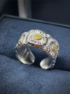 2023 Italian Fabric Craftsmanship Brushed Craft G-Dragon Same Style Daisy Gardenia Ring Eternal Series