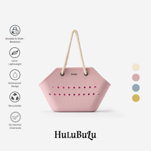 HuluBulu Companion Perforated Straw Tote Bag for Women EVA Hard Shell Waterproof Large Handbag Beach Travel Bag