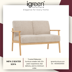 MADE IN MALAYSIA IGREEN HOME FUURNITURE MIFA 2 SEATER SOFA (PET FRIENDLY FABRIC) PERABOT PREMIUM MURAH 家具